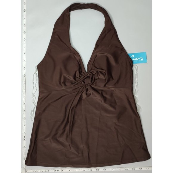 NWT California Waves Tankini Brown bikini Top - Picture 7 of 10